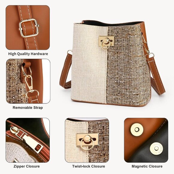 Brown PU Leather Crossbody Bag for Women, Stylish, Durable, Multiple Pockets - Picture 4 of 7